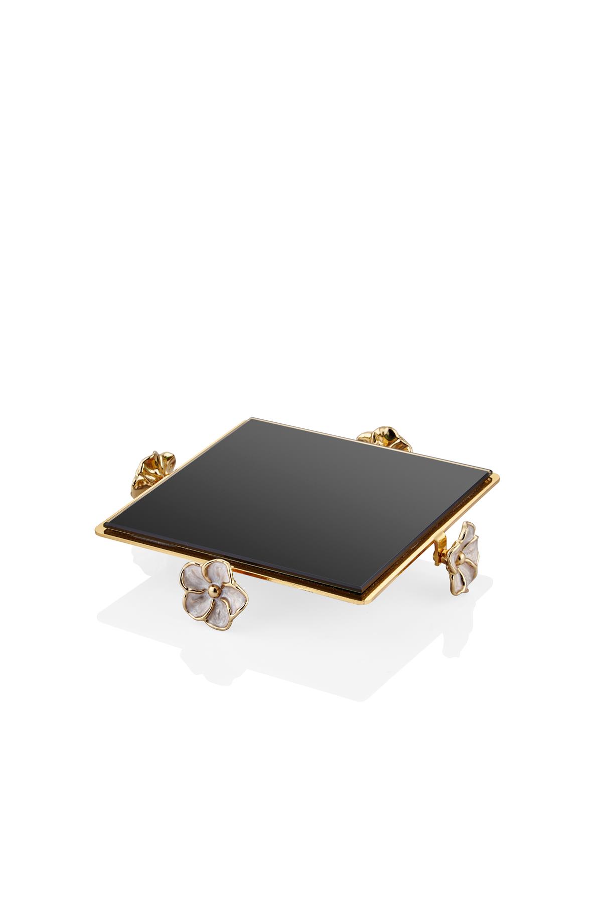 Lazer Kesim Siyah Camlı Sedef Mineli Çiçek Kare Sunumluk Gold 19*19*4 Cm Lazer Kesim Siyah Camlı Sedef Mineli Çiçek Kare Sunumluk Gold 19*19*4 Cm