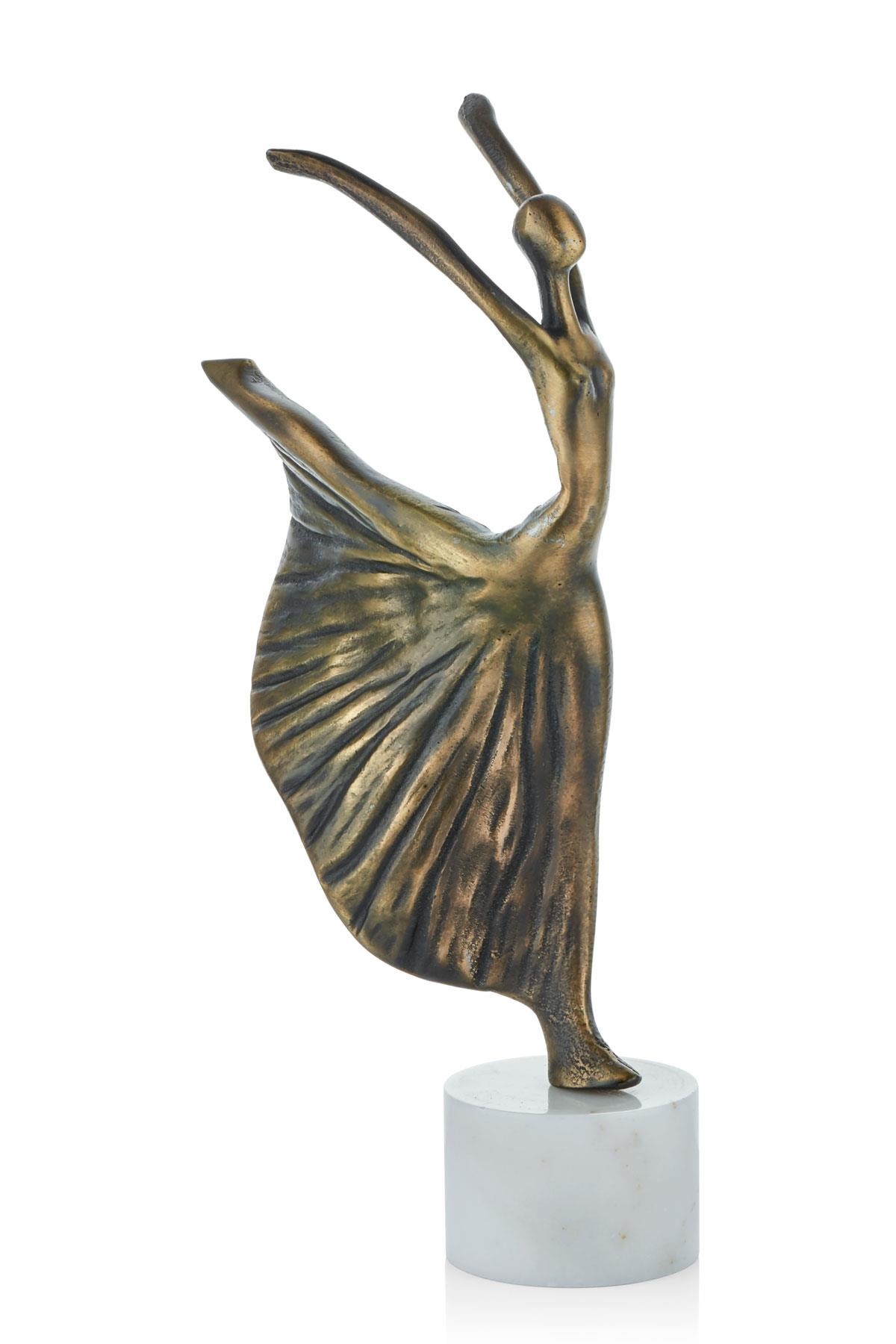 Evza Mermer Silindir Kaide Üzerinde Balerin Bronz Evza Mermer Silindir Kaide Üzerinde Balerin Bronz