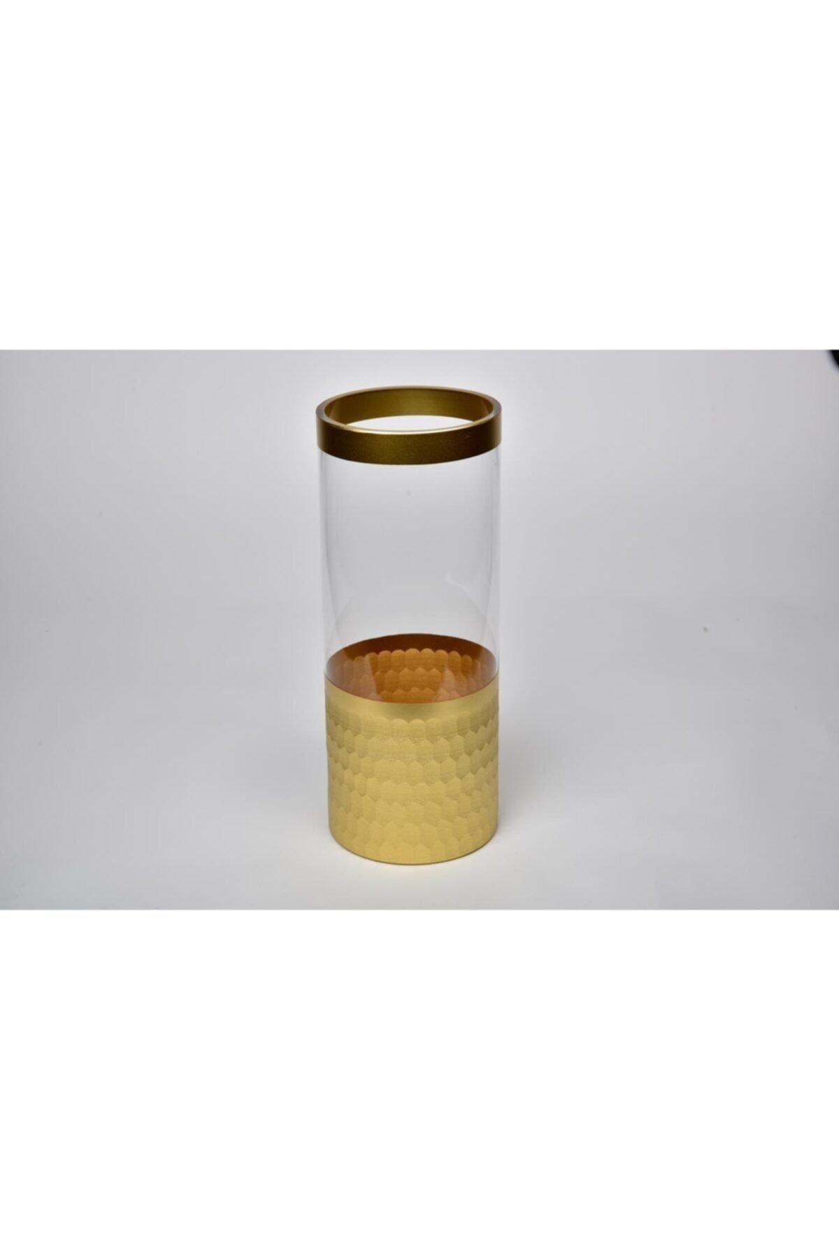 Seta Vetro Kesme Cam Uzun Vazo Gold 12*12*30 Cm Seta Vetro Kesme Cam Uzun Vazo Gold 12*12*30 Cm