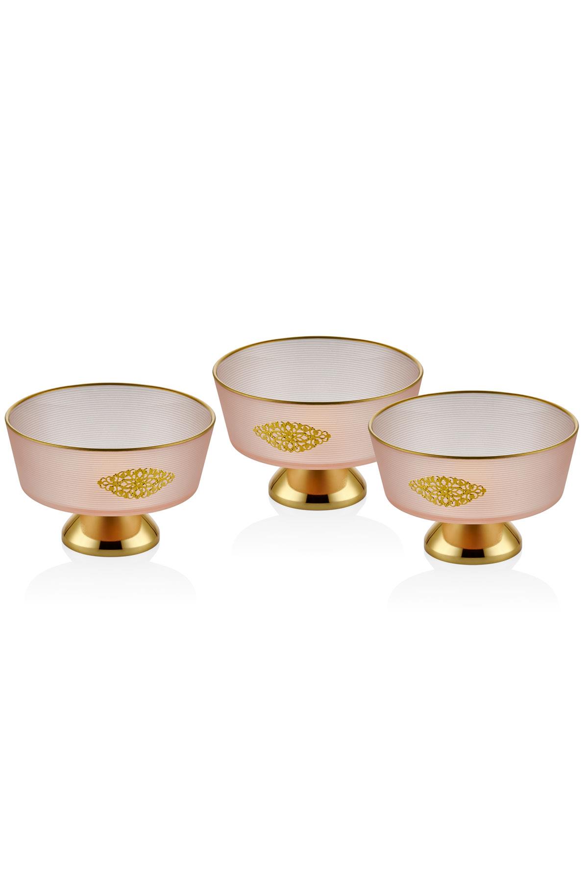 Metal Ayaklı Kase 3lü Pembe 13*13*8,5 Cm Metal Ayaklı Kase 3lü Pembe 13*13*8,5 Cm