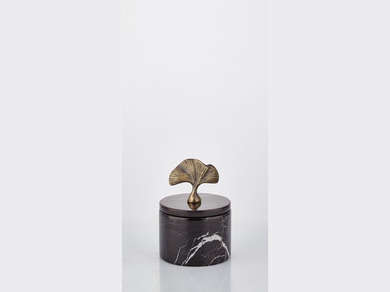 Evza Mermer Kaideli Dekor Kutu Gingko 9*9*13 Cm Evza Mermer Kaideli Dekor Kutu Gingko 9*9*13 Cm