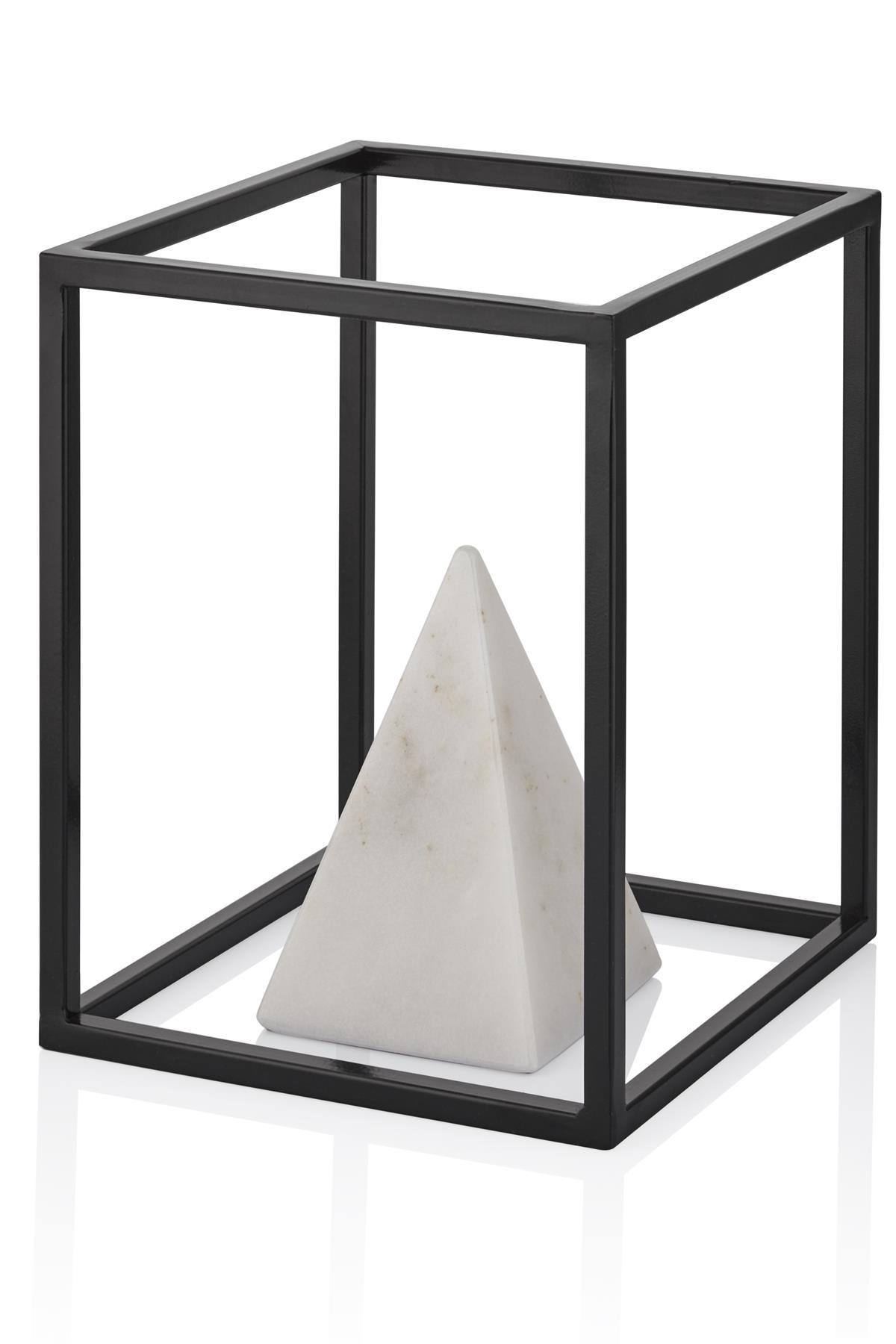 Evza Metal Çerçeveli Beyaz Mermer Küçük Piramit 20*20*25 Cm Evza Metal Çerçeveli Beyaz Mermer Küçük Piramit 20*20*25 Cm