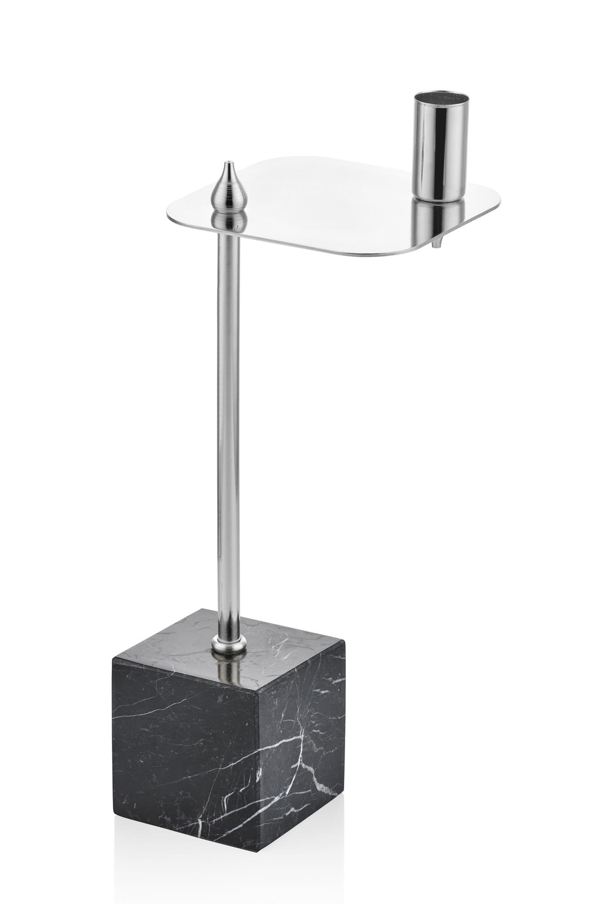 Evza Mermer Kare Asimetrik Mumluk Siyah Gümüş 12,5*12,5*31 Cm Evza Mermer Kare Asimetrik Mumluk Siyah Gümüş 12,5*12,5*31 Cm