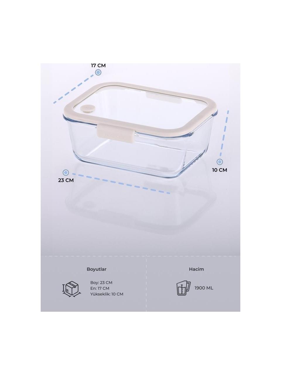 Neoflam Fika Glace Vakumlu Cam Saklama Kabı 1900Ml Bej Neoflam Fika Glace Vakumlu Cam Saklama Kabı 1900Ml Bej