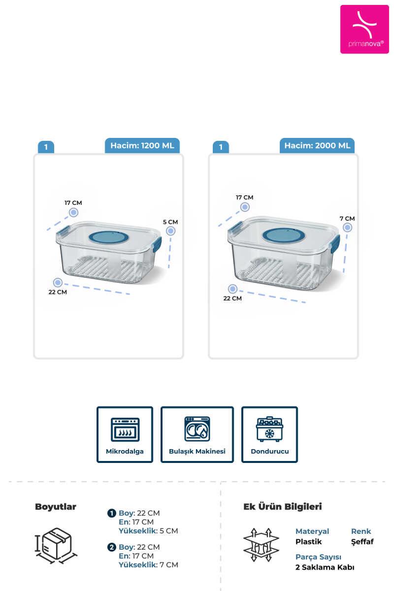 Seoul Buzdolabı Saklama Kapları Dikdörtgen 2`li Set (1200ml+2000ml) Seoul Buzdolabı Saklama Kapları Dikdörtgen 2`li Set (1200ml+2000ml)