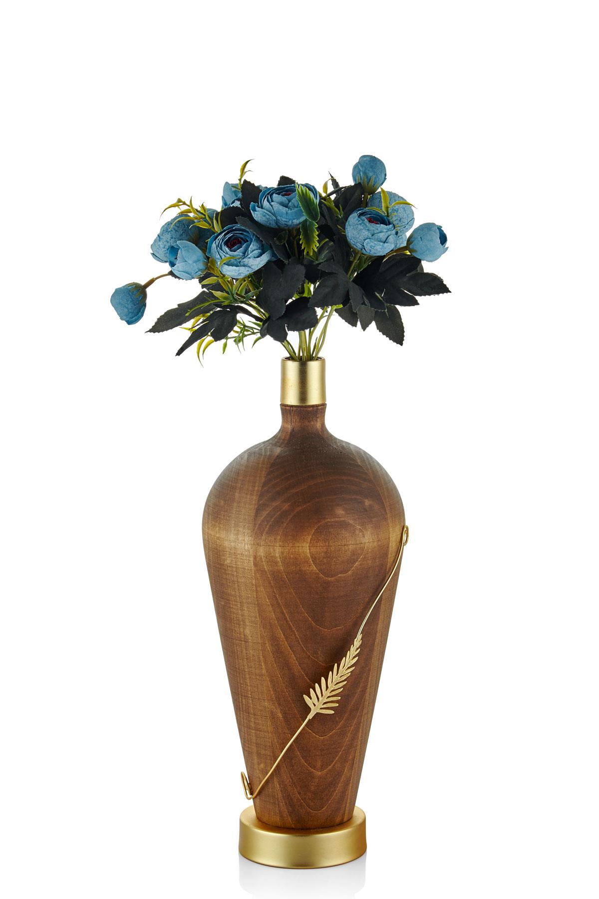 Seta Tel Yapraklı Ahşap Uzun Tombul Vazo 16*16*36 Cm Seta Tel Yapraklı Ahşap Uzun Tombul Vazo 16*16*36 Cm