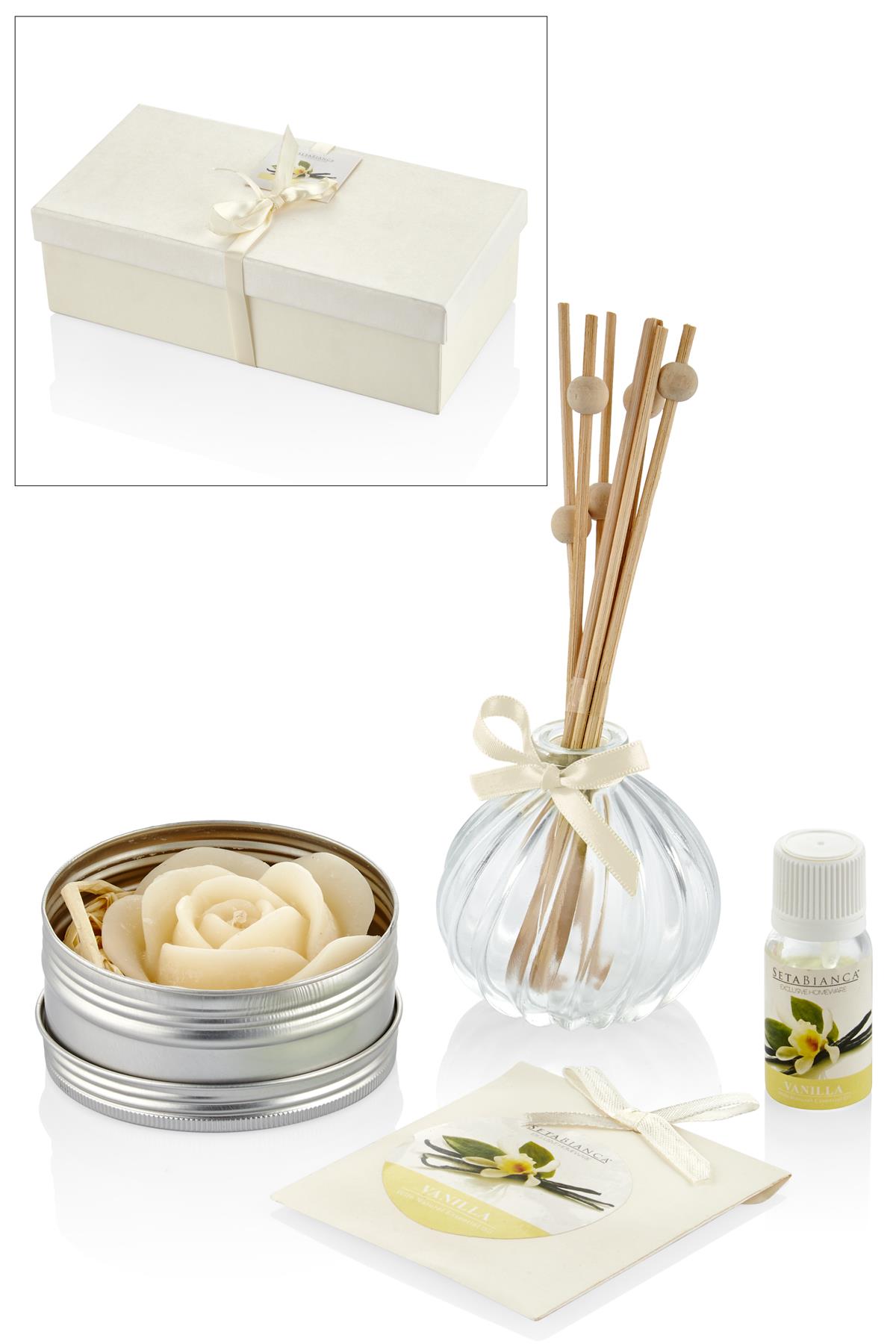 Seta Aroma Diffuser Set Metal Mum Tütsü Vanılla 25*13*8Cm Seta Aroma Diffuser Set Metal Mum Tütsü Vanılla 25*13*8Cm