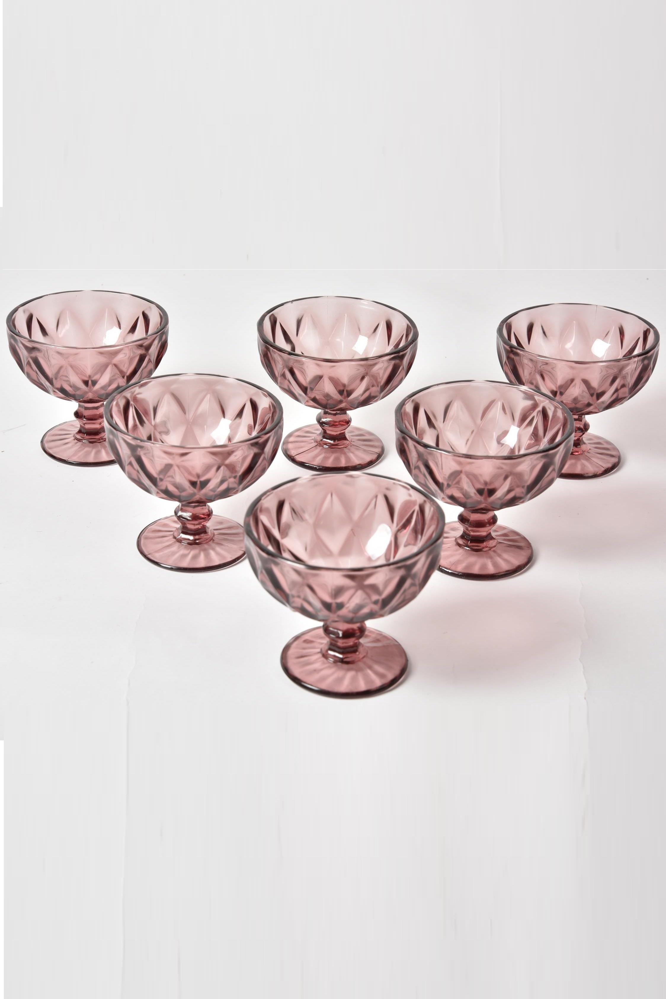 Seta Crystal Colors 6Lı Ayaklı Kase Ekose Desen Pembe Seta Crystal Colors 6Lı Ayaklı Kase Ekose Desen Pembe