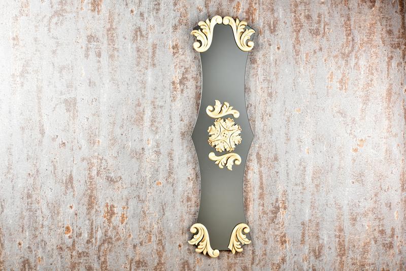 Seta Kristal Dekoratif Duvar Aynası Düğme Füme Krem 77X20 Cm Seta Kristal Dekoratif Duvar Aynası Düğme Füme Krem 77X20 Cm