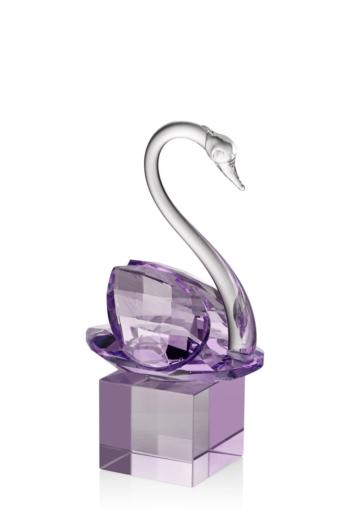Seta Kristal Küp Kaideli Kuğu Lila 7*9*16 Cm Seta Kristal Küp Kaideli Kuğu Lila 7*9*16 Cm