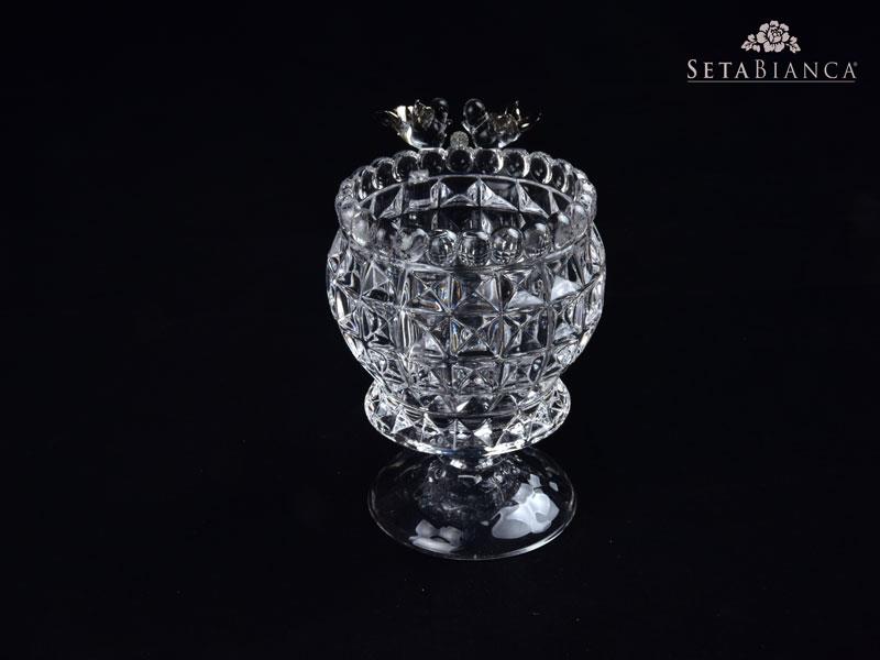Seta Kristal Kuşlu Şekerlik Ekose Platin 9*9*13 Cm Seta Kristal Kuşlu Şekerlik Ekose Platin 9*9*13 Cm