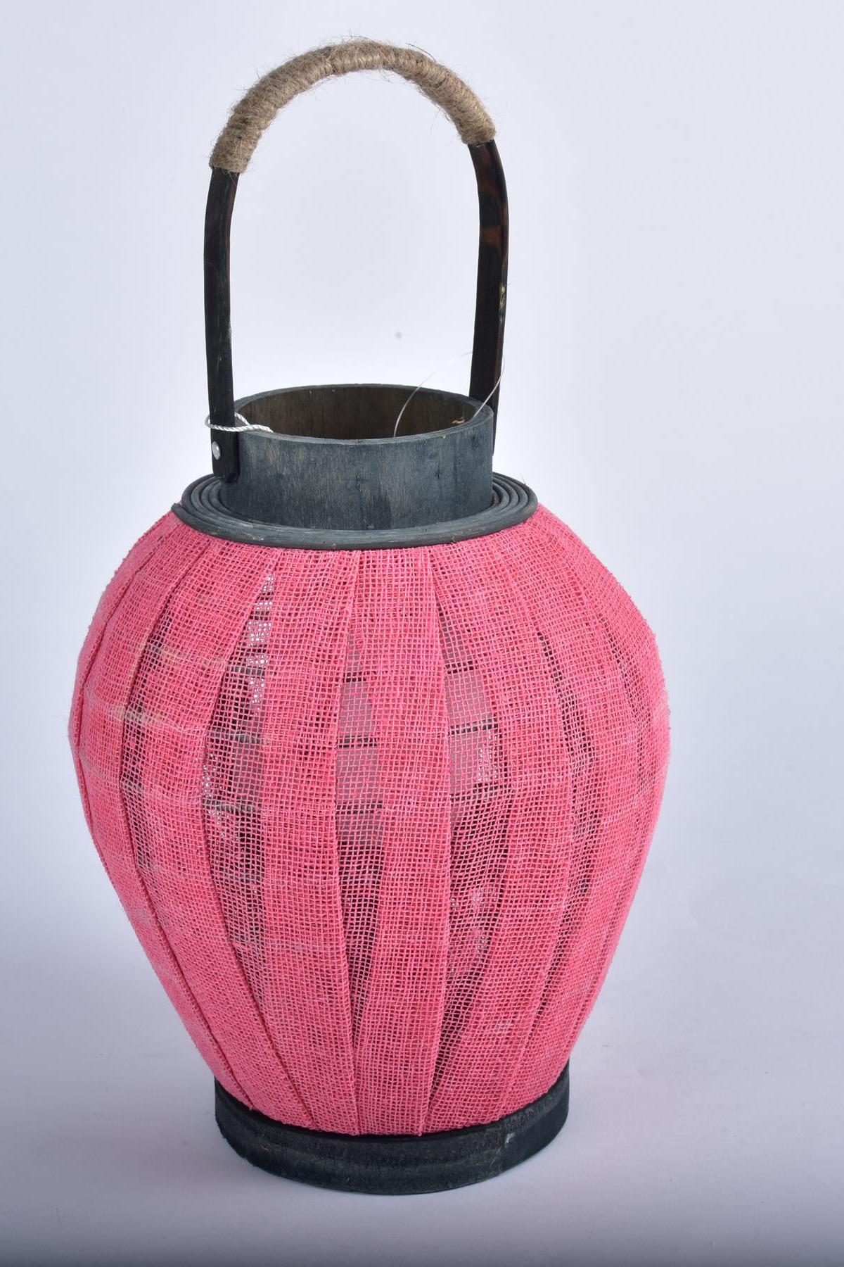 Seta Lantern Fener Pembe Kumaş 20*20*39 Cm Seta Lantern Fener Pembe Kumaş 20*20*39 Cm