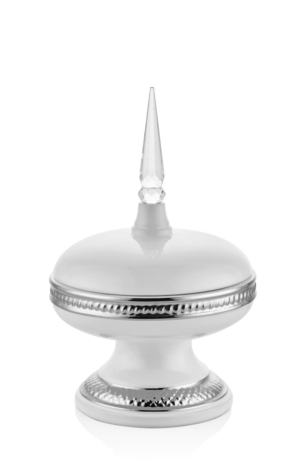 Seta Prowhıte Kristal Kulplu Şekerlik Sılver 20*20*22 Cm Seta Prowhıte Kristal Kulplu Şekerlik Sılver 20*20*22 Cm