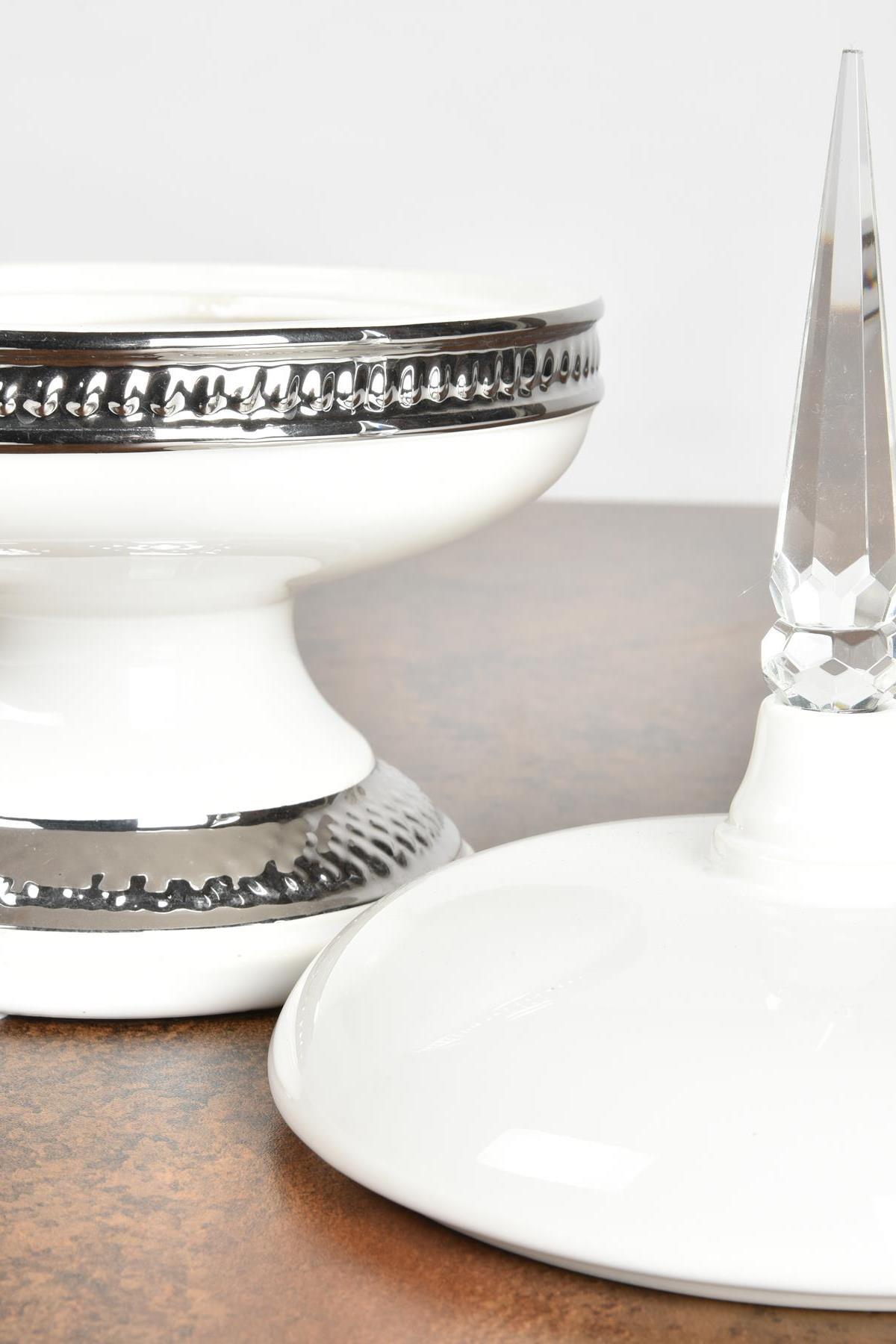Seta Prowhıte Kristal Kulplu Şekerlik Sılver 20*20*22 Cm Seta Prowhıte Kristal Kulplu Şekerlik Sılver 20*20*22 Cm