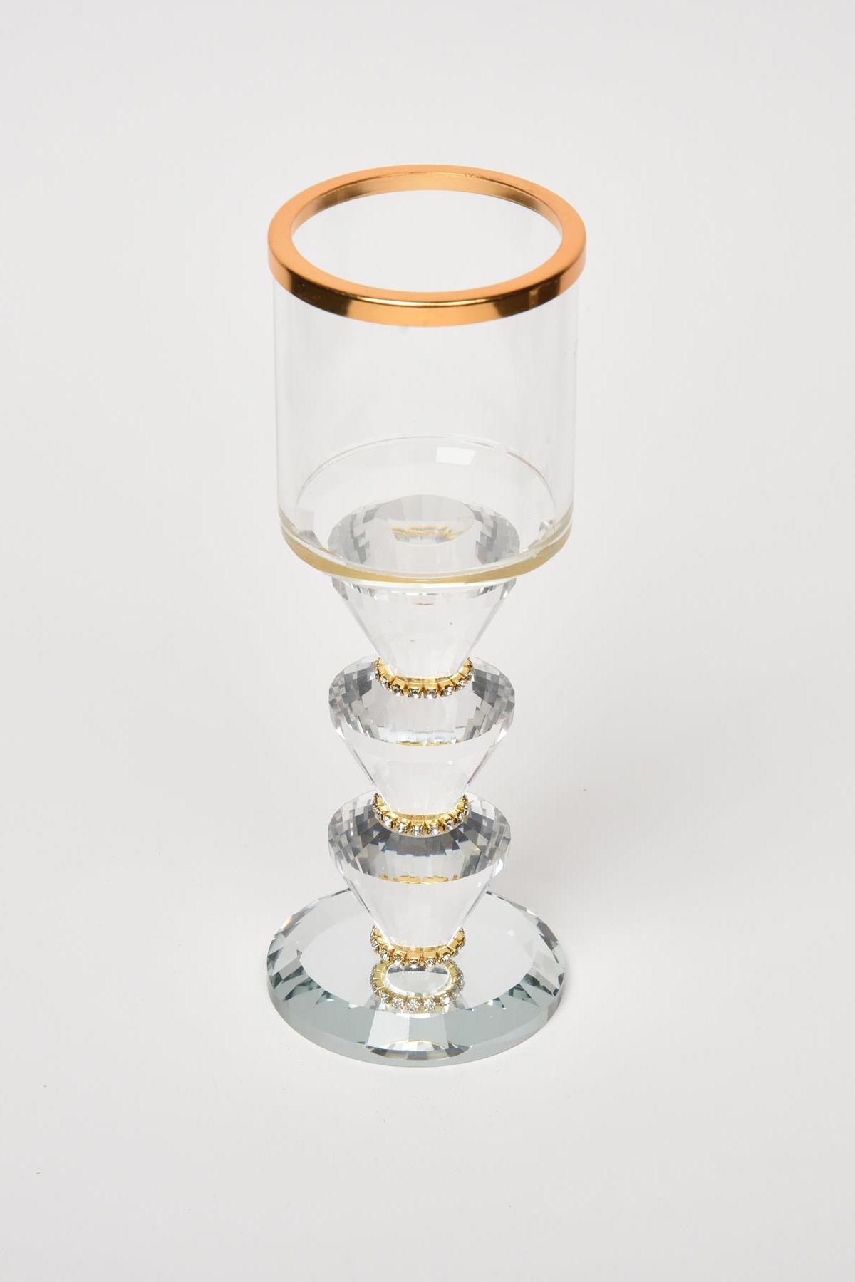 Seta Shine Kristal Şamdan İnce Taşlı Gold Orta 7X19.5 Cm Seta Shine Kristal Şamdan İnce Taşlı Gold Orta 7X19.5 Cm
