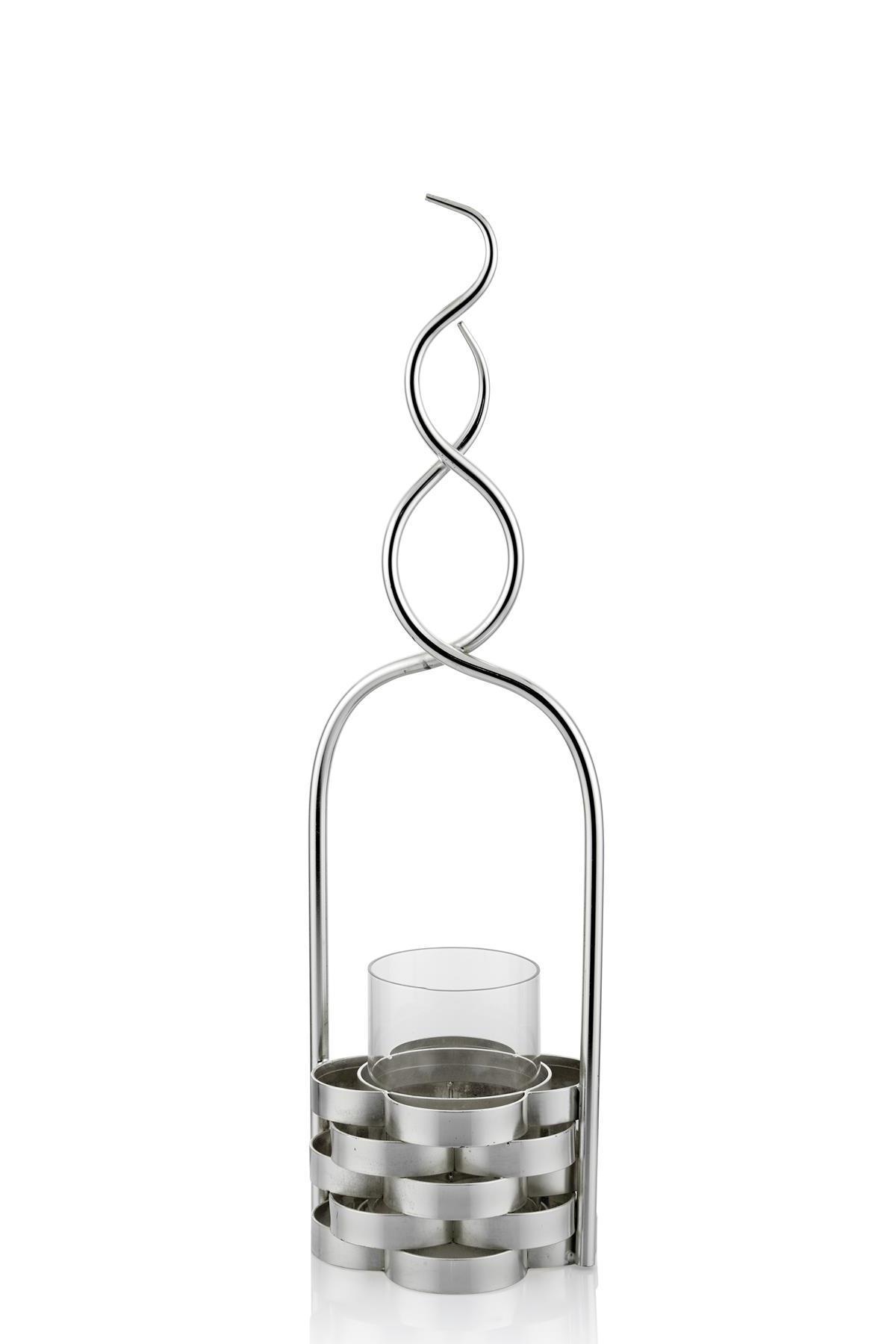 Seta Steel Mumluk Flames Sılver Küçük 60X18X18 Cm Seta Steel Mumluk Flames Sılver Küçük 60X18X18 Cm