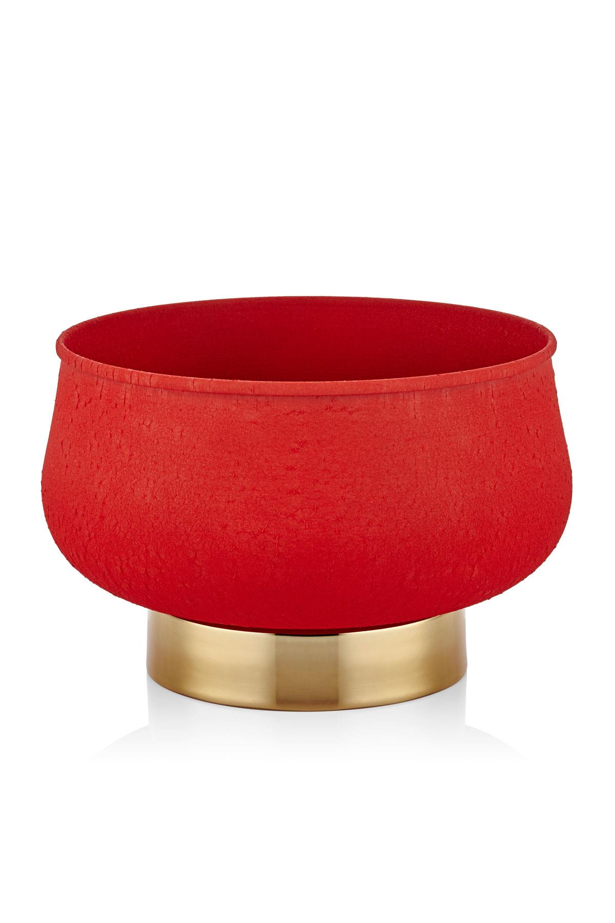 Seta Textured Dark Saksı Kırmızı Gold 29*29*20 Cm Seta Textured Dark Saksı Kırmızı Gold 29*29*20 Cm