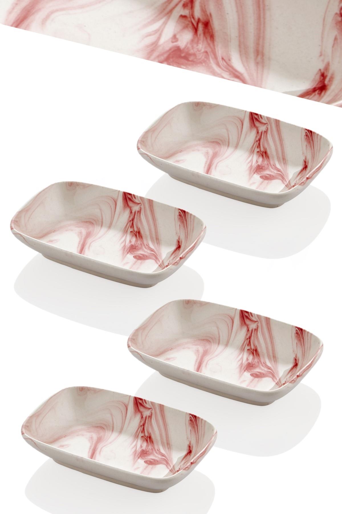Setabianca Pembe Mermer Görünümlü 4Lü Sunum Tabağı 16*11 Cm Setabianca Pembe Mermer Görünümlü 4Lü Sunum Tabağı 16*11 Cm