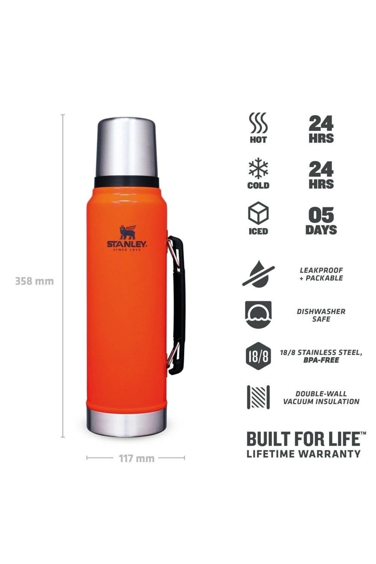 Stanley Classic The Legendary Termos 10-08266-032 Blaze Orange 1L Stanley Classic The Legendary Termos 10-08266-032 Blaze Orange 1L