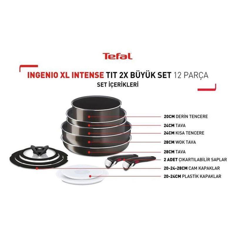 Tefal Ingenio XL Intense Titanyum 2X Büyük Set 12 Parça Tefal Ingenio XL Intense Titanyum 2X Büyük Set 12 Parça